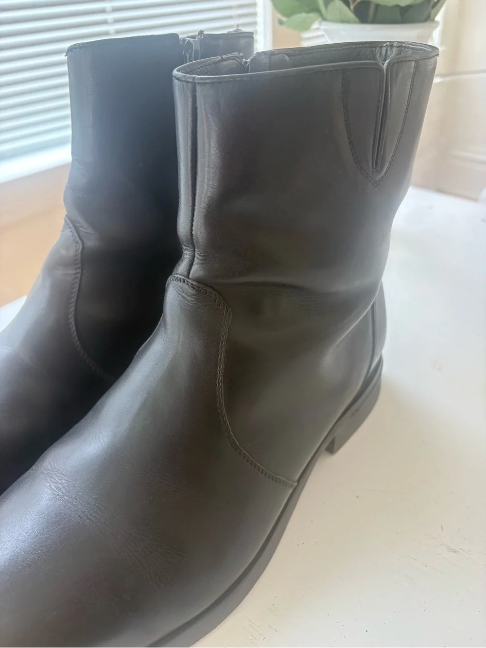Men's Black Leather Zip Ankle Boots